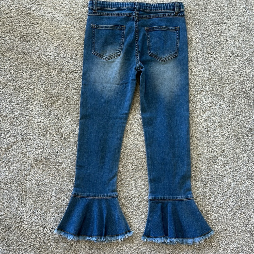 Girls Hayden Cropped Frill Flare Jeans - Picture 4 of 6